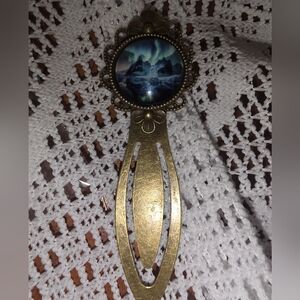 Bookmark Style Hair Accessory Clip / Barrette With Northern Lights Cabochon